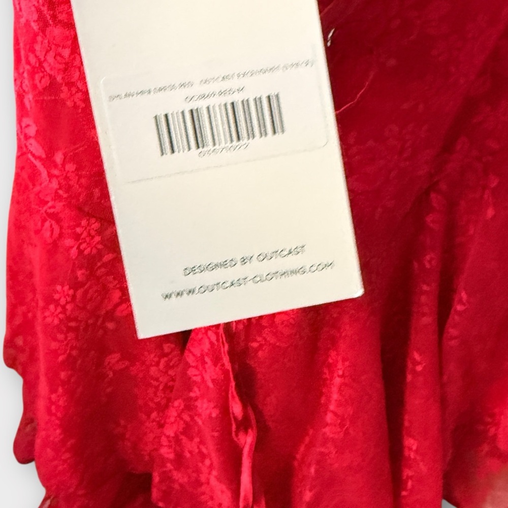 Red Lace Ruffle Mini Dress – Corset Backless Cami Dress (NWT, Size M) - Picture 4 of 12